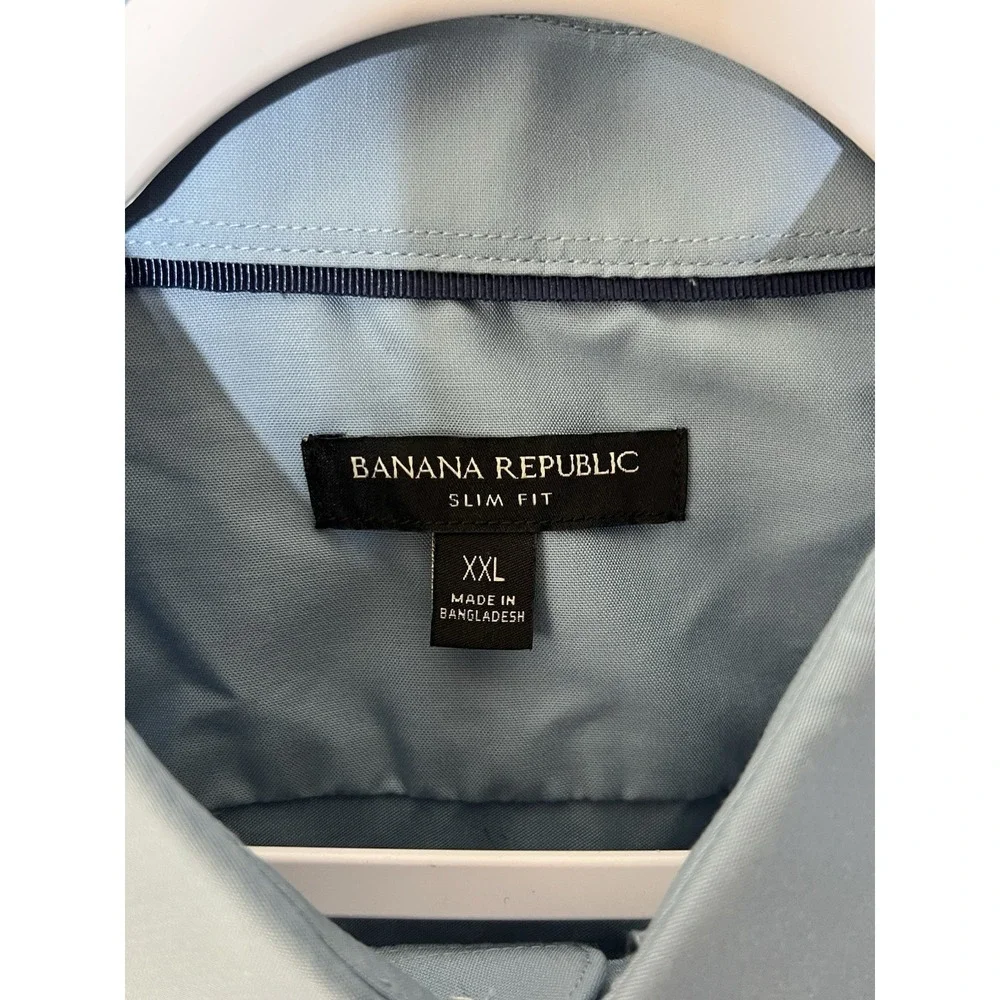 Banana Republic‎ Slim Fit Button Up Dress Shirt Mens Size XXL Blue Non Iron New
